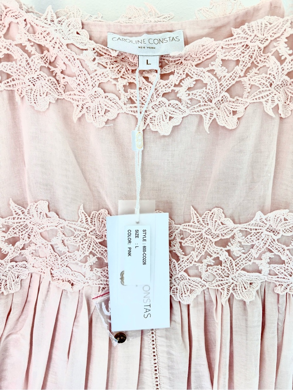 NWT! Caroline Constas Blush Pink Floral Maxi Dress with Lace Bodice - Picture 5 of 10